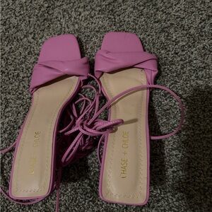 Chase + Chloe Women's Purple Strappy Heels